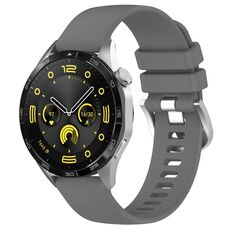 Per Huawei Watch GT 5 Pro 42mm Cinturino in silicone con fibbia argento lucido liquido (grigio scuro)