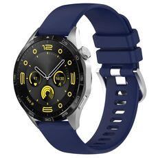 Per Huawei Watch GT 5 Pro 42mm Cinturino in silicone con fibbia argento lucido liquido (blu scuro)