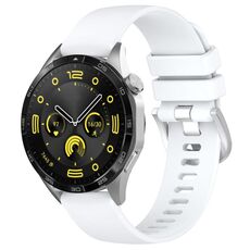 Per Huawei Watch GT 5 Pro 42mm Cinturino in silicone con fibbia argento lucido liquido (bianco)