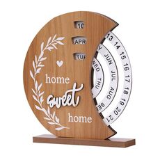 Ornamenti per la decorazione della casa con calendario perpetuo rotante manuale in legno (luna)