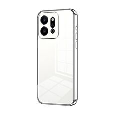 Per Honor Play 9T 5G Custodia per telefono con foro sottile e placcatura trasparente (argento)
