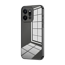 Per Honor Play 9T 5G Custodia per telefono con foro sottile e placcatura trasparente (nero)