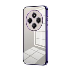 Per Xiaomi Redmi 14R Custodia per telefono con foro sottile e placcatura trasparente (viola)