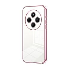 Per Xiaomi Redmi 14R Custodia per telefono con foro sottile e placcatura trasparente (rosa)