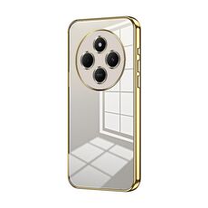 Per Xiaomi Redmi 14R Custodia per telefono con foro sottile e placcatura trasparente (oro)