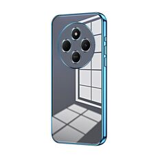 Per Xiaomi Redmi 14R Custodia per telefono con foro sottile e placcatura trasparente (blu)