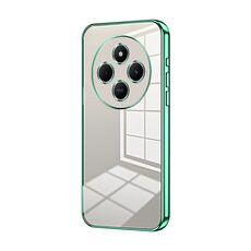 Per Xiaomi Redmi 14R Custodia per telefono con foro sottile e placcatura trasparente (verde)