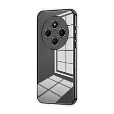 Per Xiaomi Redmi 14R Custodia per telefono con foro sottile e placcatura trasparente (nero)