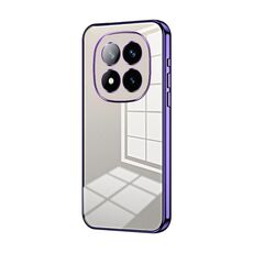 Per Xiaomi Redmi Note 14 Pro+ Custodia per telefono con foro sottile e placcatura trasparente (viola)
