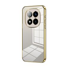 Per Xiaomi Redmi Note 14 Pro+ Custodia per telefono con foro sottile e placcatura trasparente (oro)