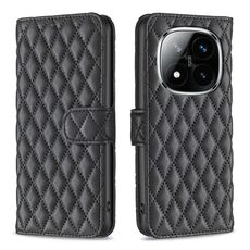 For Redmi Note 14 Pro 5G / Note 14 Pro+ 5G Diamond Lattice Wallet Flip Leather Phone Case(Black)