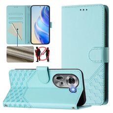 For OPPO Reno11 5G Global Honeycomb Embossing RFID Leather Phone Case(Mint Green)