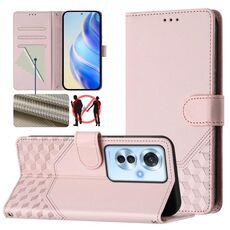 For OPPO Reno11 F 5G Global Honeycomb Embossing RFID Leather Phone Case(Pink)