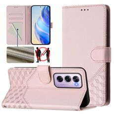 For OPPO Reno12 Pro 5G Global Honeycomb Embossing RFID Leather Phone Case(Pink)