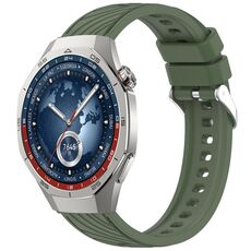 For Huawei Watch GT 5 Pro 46mm Line Texture Quick Release Silicone Watch Band(Dark Green)