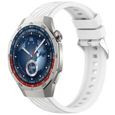 For Huawei Watch GT 5 Pro 46mm Line Texture Quick Release Silicone Watch Band(White)