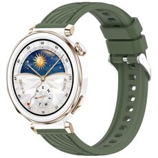 For Huawei Watch GT 5 Pro 42mm Line Texture Quick Release Silicone Watch Band(Dark Green)