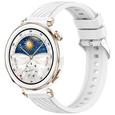 For Huawei Watch GT 5 Pro 42mm Line Texture Quick Release Silicone Watch Band(White)
