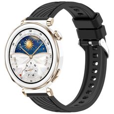 For Huawei Watch GT 5 Pro 42mm Line Texture Quick Release Silicone Watch Band(Black)