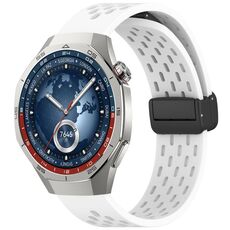 Per Huawei Watch GT5 Pro 46mm Cinturino in silicone con fibbia magnetica pieghevole (bianco)
