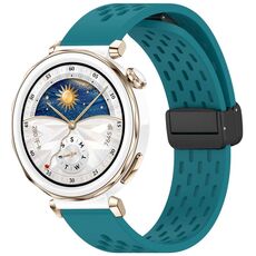 Per Huawei Watch GT5 Pro 42mm Cinturino in silicone con fibbia magnetica pieghevole (verde navy)
