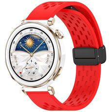 Per Huawei Watch GT5 Pro 42mm Cinturino in silicone con fibbia magnetica pieghevole (rosso)
