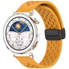 Per Huawei Watch GT5 Pro 42mm Cinturino in silicone con fibbia magnetica pieghevole (giallo)