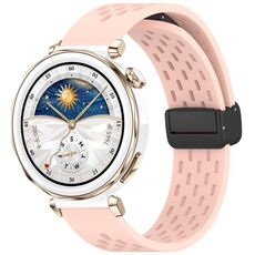 Per Huawei Watch GT5 Pro 42mm Cinturino in silicone con fibbia magnetica pieghevole (rosa chiaro)
