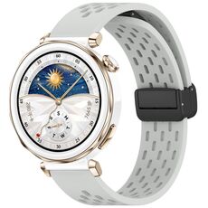Per Huawei Watch GT5 Pro 42mm Cinturino in silicone con fibbia magnetica pieghevole (grigio chiaro)