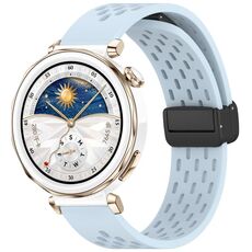 Per Huawei Watch GT5 Pro 42mm Cinturino in silicone con fibbia magnetica pieghevole (azzurro chiaro)
