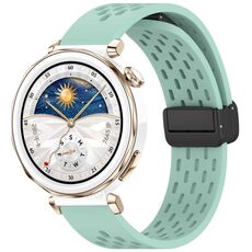 Per Huawei Watch GT5 Pro 42mm Cinturino in silicone con fibbia magnetica pieghevole (verde acqua)