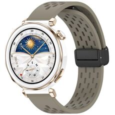 Per Huawei Watch GT5 Pro 42mm Cinturino in silicone con fibbia magnetica pieghevole (grigio siderale)