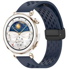 Per Huawei Watch GT5 Pro 42mm Cinturino in silicone con fibbia magnetica pieghevole (blu notte)