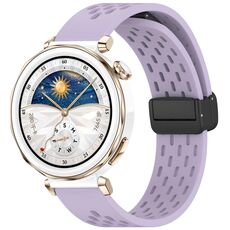 Per Huawei Watch GT5 Pro 42mm Cinturino in silicone con fibbia magnetica pieghevole (viola)