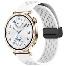 Per Huawei Watch GT 5 41mm Cinturino in silicone con fibbia magnetica pieghevole (bianco)