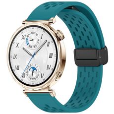 Per Huawei Watch GT 5 41mm Cinturino in silicone con fibbia magnetica pieghevole (verde navy)