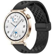 Per Huawei Watch GT 5 41mm Cinturino in silicone con fibbia magnetica pieghevole (nero)