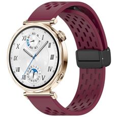 Per Huawei Watch GT 5 41mm Cinturino in silicone con fibbia magnetica pieghevole (rosso vino)
