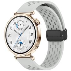 Per Huawei Watch GT 5 41mm Cinturino in silicone con fibbia magnetica pieghevole (grigio chiaro)