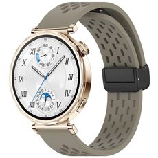 Per Huawei Watch GT 5 41mm Cinturino in silicone con fibbia magnetica pieghevole (grigio siderale)