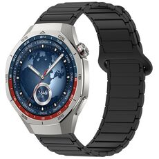 Per Huawei Watch GT 5 Pro 46mm Cinturino in silicone con fibbia magnetica bicolore (nero)