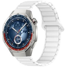 Per Huawei Watch GT 5 Pro 46mm Cinturino in silicone con fibbia magnetica bicolore (bianco ceramica)