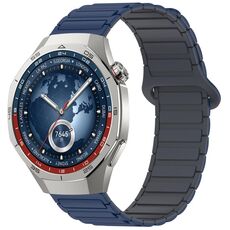 Per Huawei Watch GT 5 Pro 46mm Cinturino in silicone con fibbia magnetica bicolore (grigio blu notte)
