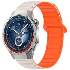 Per Huawei Watch GT 5 Pro 46mm Cinturino in silicone con fibbia magnetica bicolore (arancione chiaro)