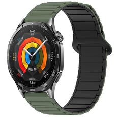 Per Huawei Watch GT 5 46mm Cinturino in silicone con fibbia magnetica bicolore (verde scuro nero)