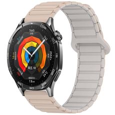 Per Huawei Watch GT 5 46mm Cinturino in silicone con fibbia magnetica bicolore (bianco latte e tè)