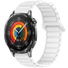 Per Huawei Watch GT 5 46mm Cinturino in silicone con fibbia magnetica bicolore (ceramica bianca)