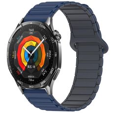 Per Huawei Watch GT 5 46mm Cinturino in silicone con fibbia magnetica bicolore (blu notte grigio)