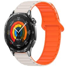 Per Huawei Watch GT 5 46mm Cinturino in silicone con fibbia magnetica bicolore (arancione chiaro)