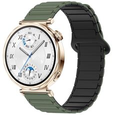 Per Huawei Watch GT 5 41mm Cinturino in silicone con fibbia magnetica bicolore (verde scuro nero)